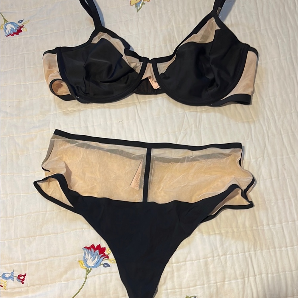Victoria secret Black and Nude Lingerie Set
